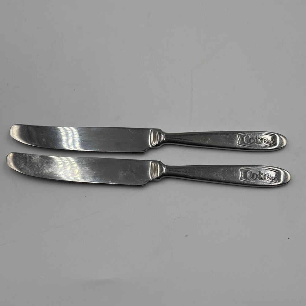 Set two Gibson Coca-Cola Embossed Stainless Steel Butter Knives Knife
